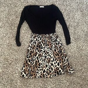 3/4 Sleeve Cheetah Print Dress